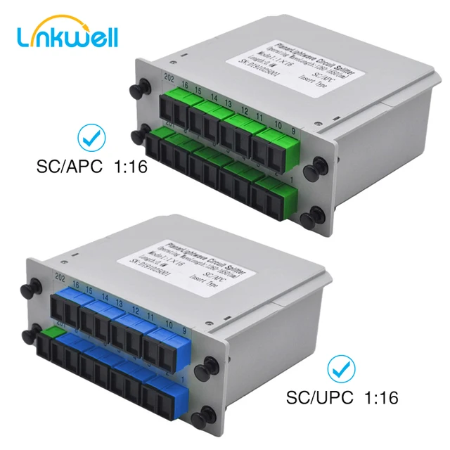 SC APC UPC PLC 1X16 Fiber Optic FTTH Splitter Box PLC  Insert sheet Type Fiber Optical Coupler Splitter Insertion 1:16