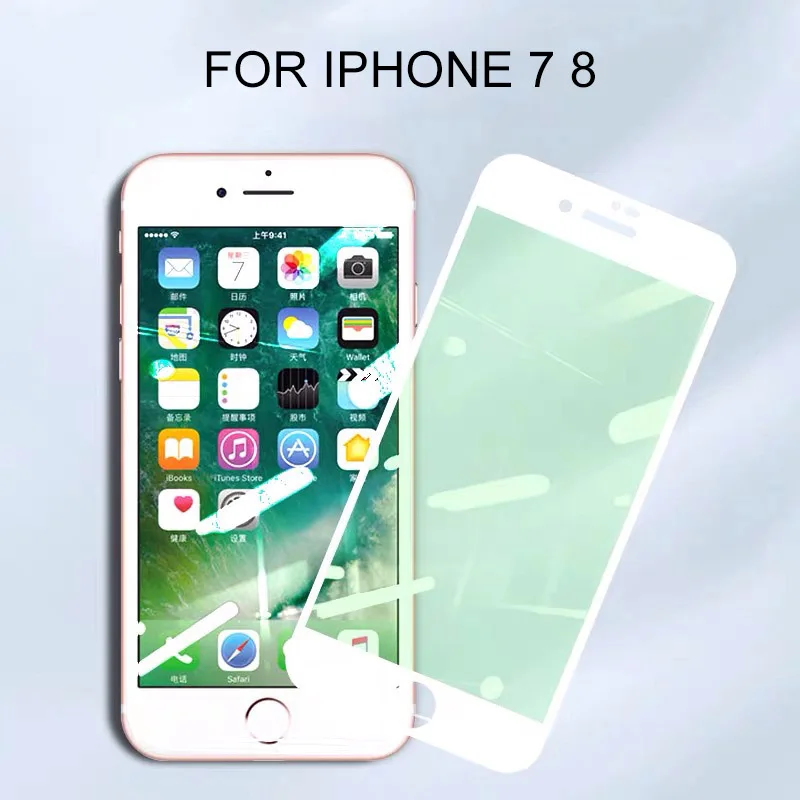 WHITE FOR 4.7 INCH Зеленый светильник, закаленное стекло с защитой от синего излучения для Iphone 11 Pro Xs Max X Xr Iphone 8 7 6s 6 Plus, Защитное стекло для экрана 7 - Цвет: WHITE FOR 4.7 INCH