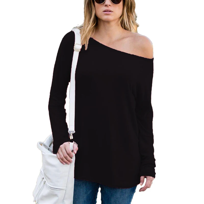 

Auntum winter Women's Casual Off Shoulder Tops long Sleeve T Shirts Loose Sexy Shirt drop shipping