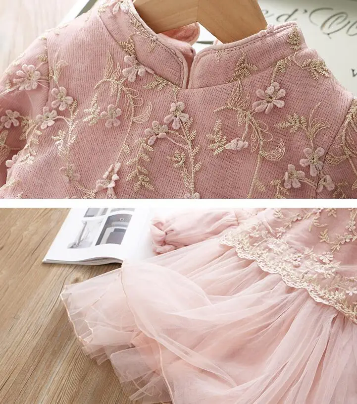9.27th Autumn Princess dress Embroidered screen children's long-sleeved dress 100-140cm Girls Dress
