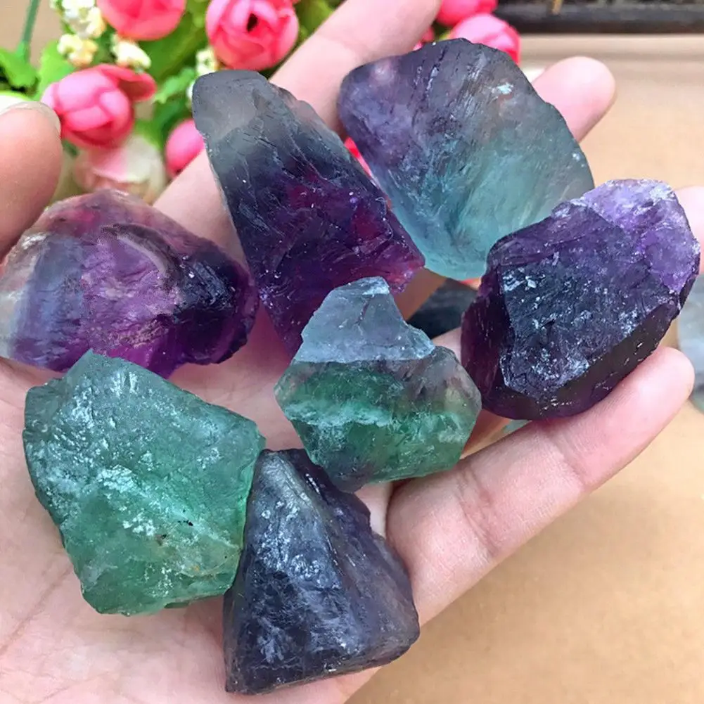 100g Natural Fluorite Quartz Crystal Stone Ornament Original Stone Treatment Stone Point Healing Wand Household Decoration