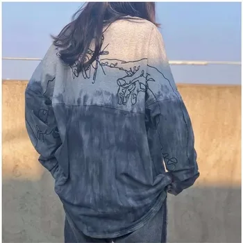 

NiceMix Oversized Loose Tie Dye Block Print Pullover Sweatshirt Autumn Korean Harajuku Punk Hoodies Hip Hop Tracksuit Long Sleev