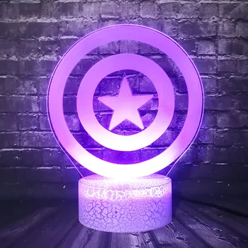 

The Avengers Marvel Movie Creative Captain America Shield Logo 7 Color Charge LED Home Decor Desk Night Light Birthday Xmas lamp