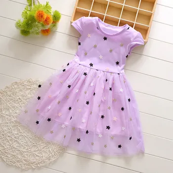 

Toddler Girls Summer Dresses Clothes Kids Patchwork Little Girls Dresses Summer Sequins Stars Infant Dresses vestidos de verano