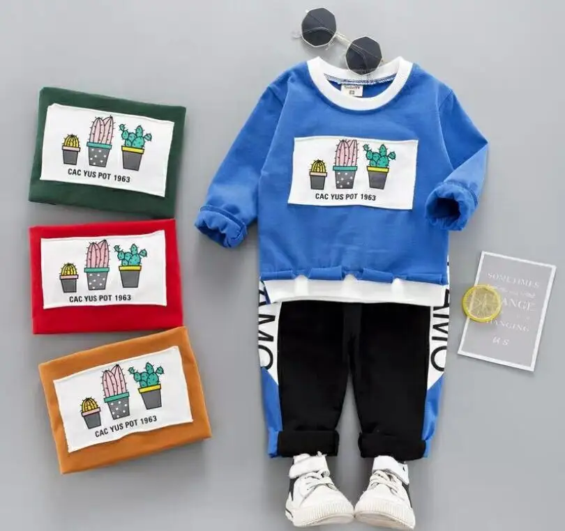 Boys and girlsɼlothes New pattern Autumn Korean Version Children's Sanitary Clothes Suit Two-piece toilet suit Pure cotton | Детская