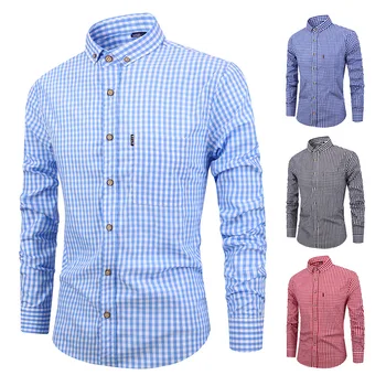 

Men's Autumn New Men's Shirt Breathable Cotton Long Sleeve Plaid Shirt Casual Slim Shirt Shirt Men