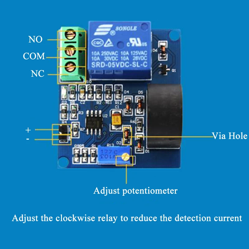 과전류 트리거 AC 전류 센서 릴레이 ZMCT103C, 5A (AC Current Sensor with Relay ZMCT103C)