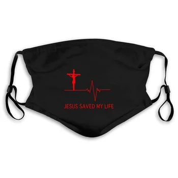 

"Jesus Saved My Life" Quote Jesus on Electrocardiogram Men's Men Printing Mouth Mask Women's kid PM2.5