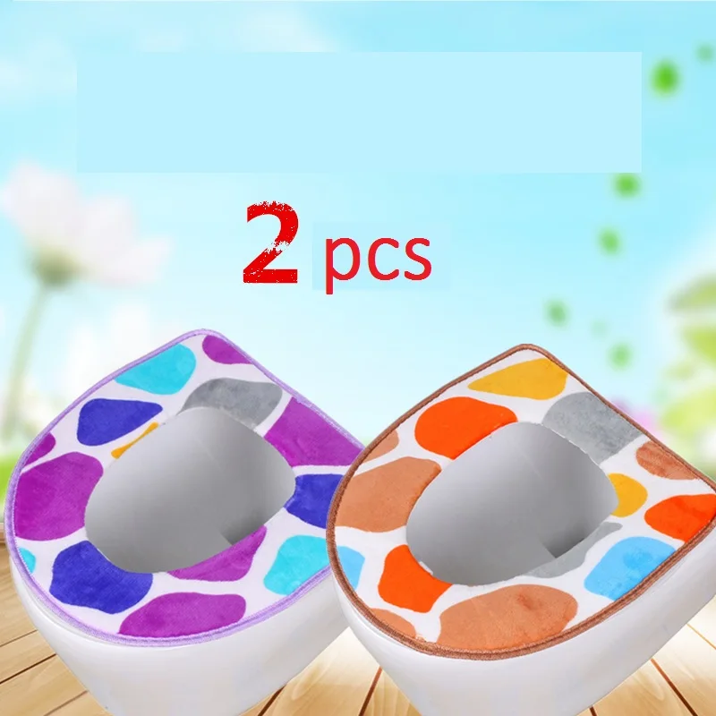 C purple brown 2pcs Радужные полосатые Чехлы для сиденья унитаза на молнии для туалета зимние теплые подушки Универсальный Размер удобный коврик для унитаза - Цвет: C purple brown 2pcs