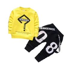 New Spring Baby Boys Tracksuit Kids Long Sleeve Top Leisure Streamers Pants 2pcs Children Clothing Infant Sets Sport Suits