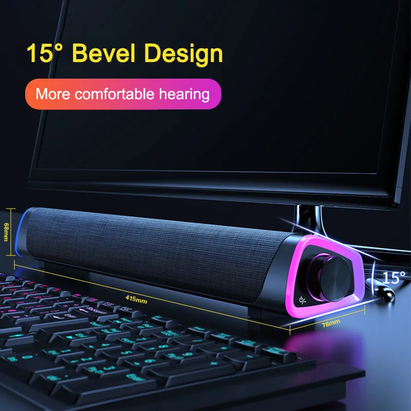 

Wired Computer Speakers 3D Surround Soundbar Bluetooth 5.0 Speaker Stereo Subwoofer Sound bar for Laptop PC Theater TV Aux 3.5mm
