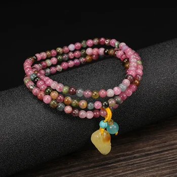 

Shuangsheng New Natural Stone High Jewelry Bracelet Multi-layer Beaded Tourmaline Women's Bracelet Bohemian Jewelry Custom Jewel