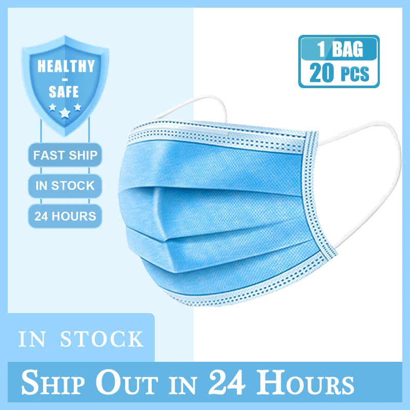 

3 Laye Mask dust protection Masks Disposable Face Masks Elastic Ear Loop Disposable Dust Filter Safety Mask Anti-Dust