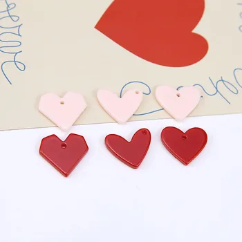 

20pcs Creative simple resin Pink Acetic acid Fresh Tender color heart pendants Earrings Drop circle charm Ear Studs tag DIY