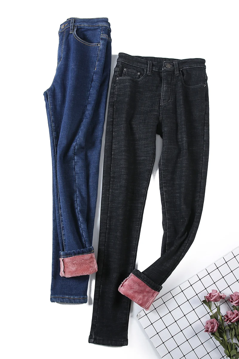 Зимние джинсы, женские теплые флисовые брюки, новинка, высокая талия, тонкие, эластичные, плотные, обтягивающие брюки, женские брюки-карандаш