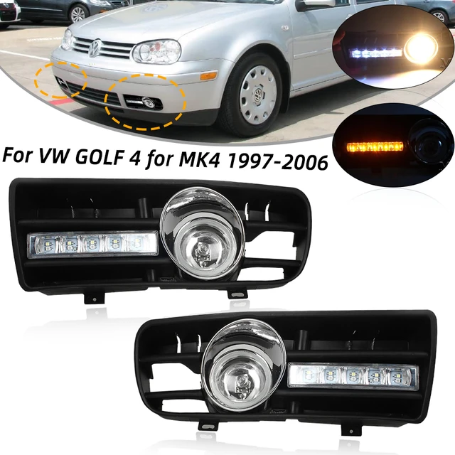 Phare antibrouillard LED DRL pour VW GOLF 4 MK4 1997-2006, éclairage de  sauna, clignotant automatique, gril inférieur, grilles de course,  accessoires de voiture - AliExpress