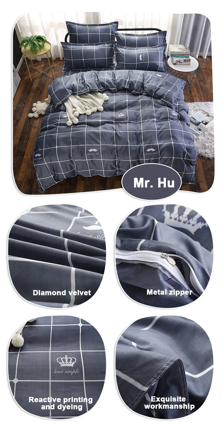 3 шт/4 шт постельное белье из хлопка, стеганое одеяло, размеры: комплект для обычной двухстальной Подушка Чехол класса люкс Постельное белье 1,2 м/1,5 м/2 м