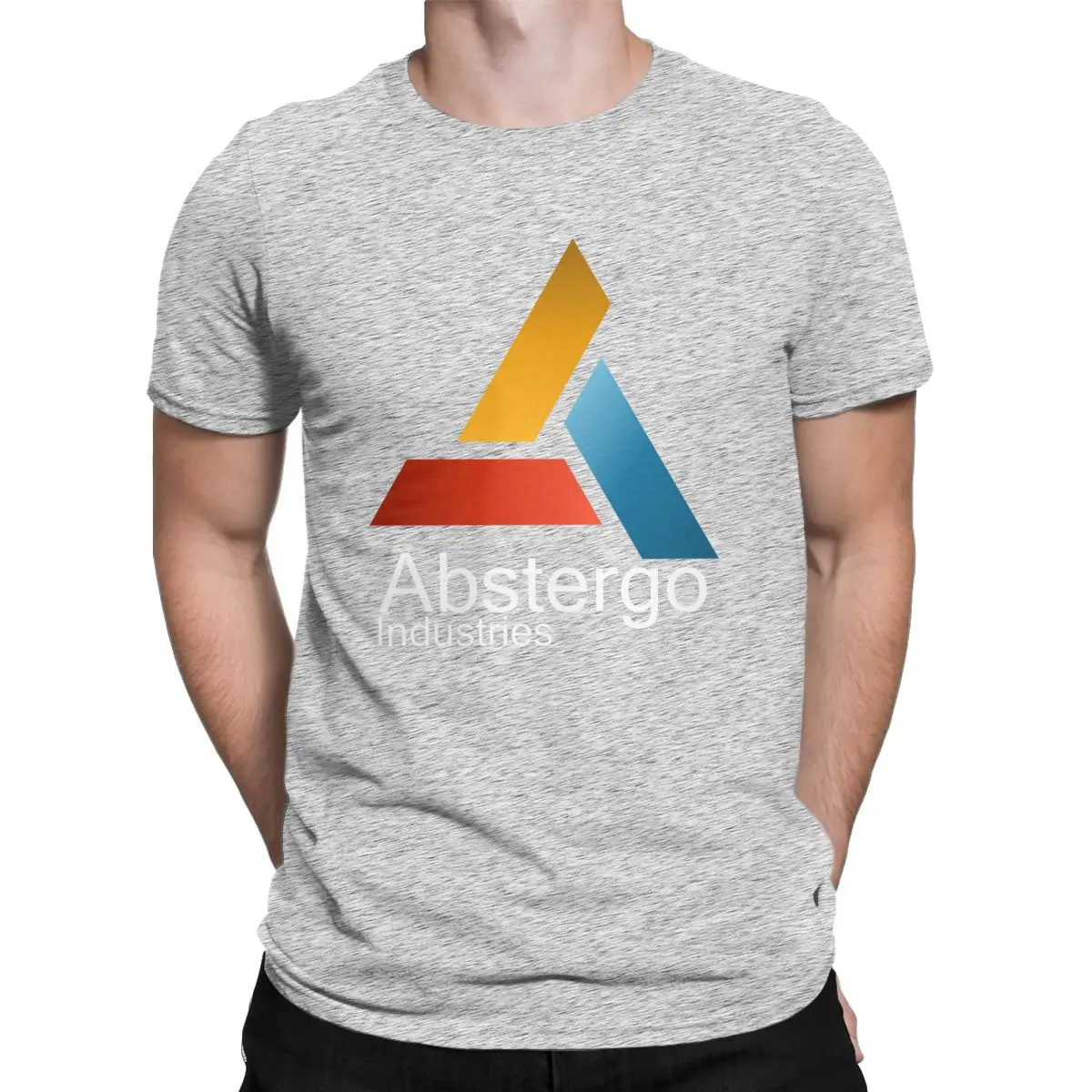 Мужская футболка Abstergo Industries, новинка, хлопковые футболки с коротким рукавом, Готическая игра Assassins Creed, футболка с круглым вырезом, одежда с принтом - Цвет: Серый