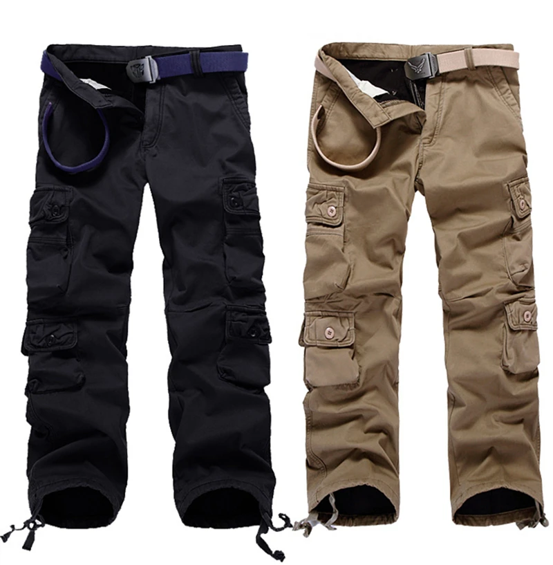 Men's Cargo Pants Winter Thicken Fleece Cargo Pants Men Casual Cotton Military Tactical Baggy Pants Warm Trousers Pantalon Homme