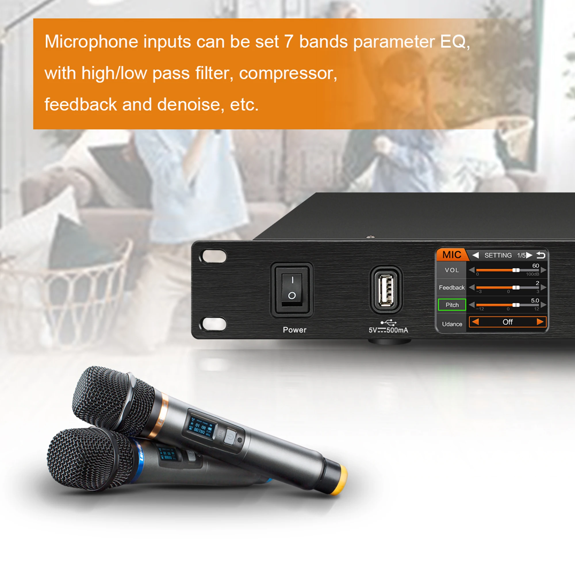 Paulkitson K1800 Karaoke Processor Audio 32 Bit Dsp Processor Pre-Effects KTV Professional Digital Audio Echo Effect