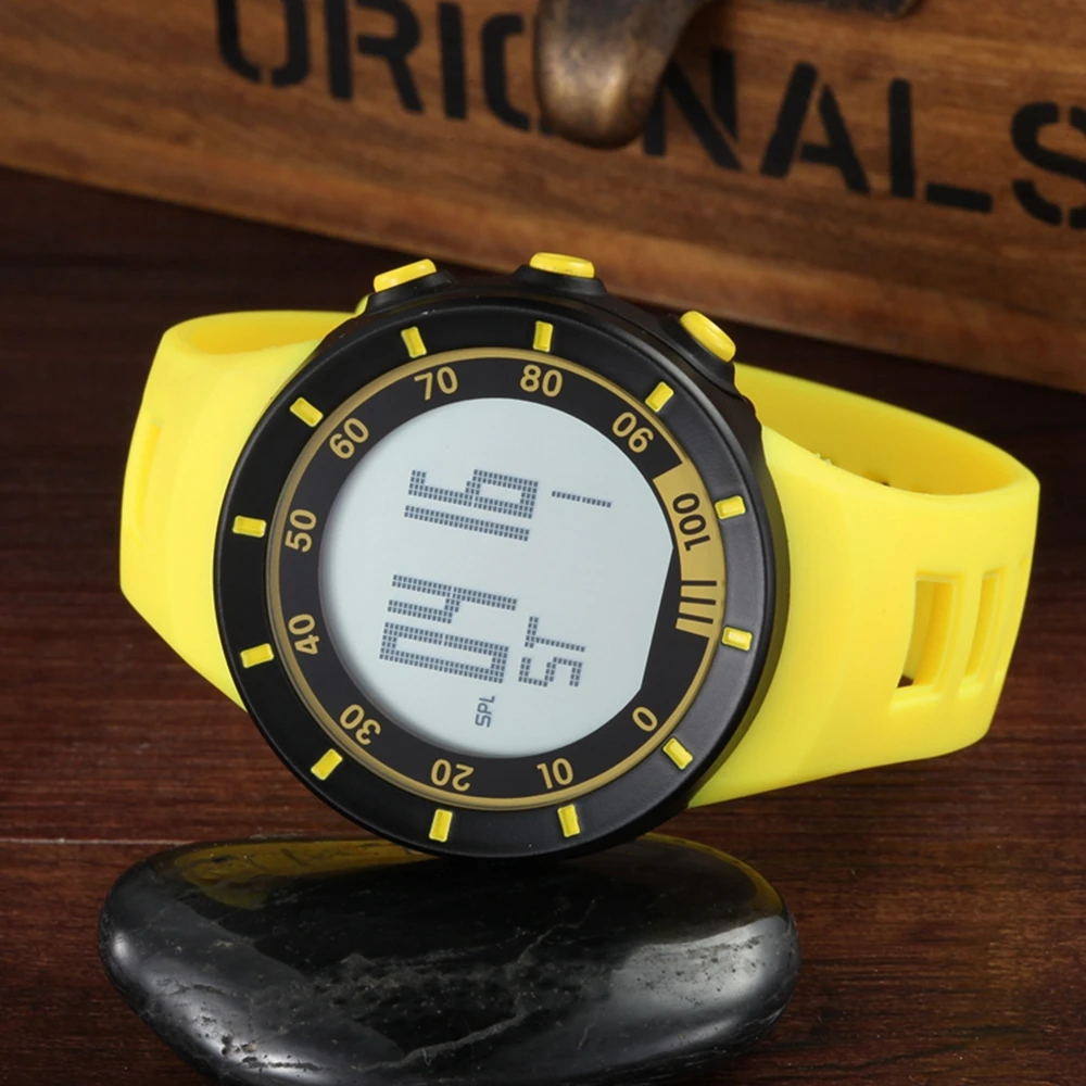 Цифровые светодиодные женские мужские спортивные наручные часы модные желтые