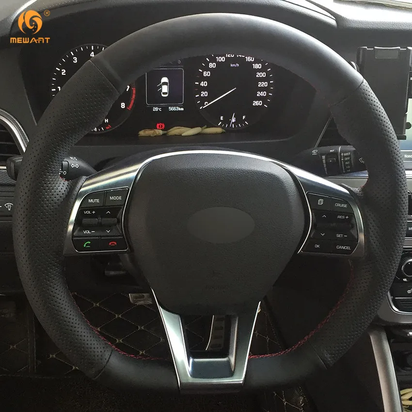 MEWANT черный чехол на руль из искусственной кожи для Hyundai Sonata 9 2015 2016 2017 аксессуары