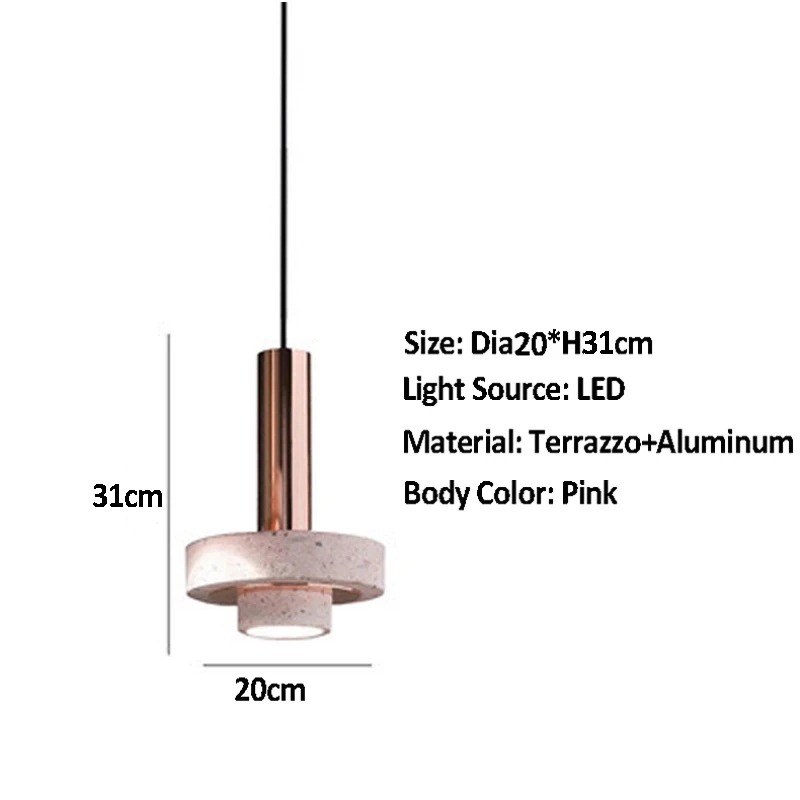 LED Terrazzo Pendant Light Nordic Aluminum Lamp Living Room Bedside Bedroom Restaurant Counter Hotel Villa Bar Hanging Lighting