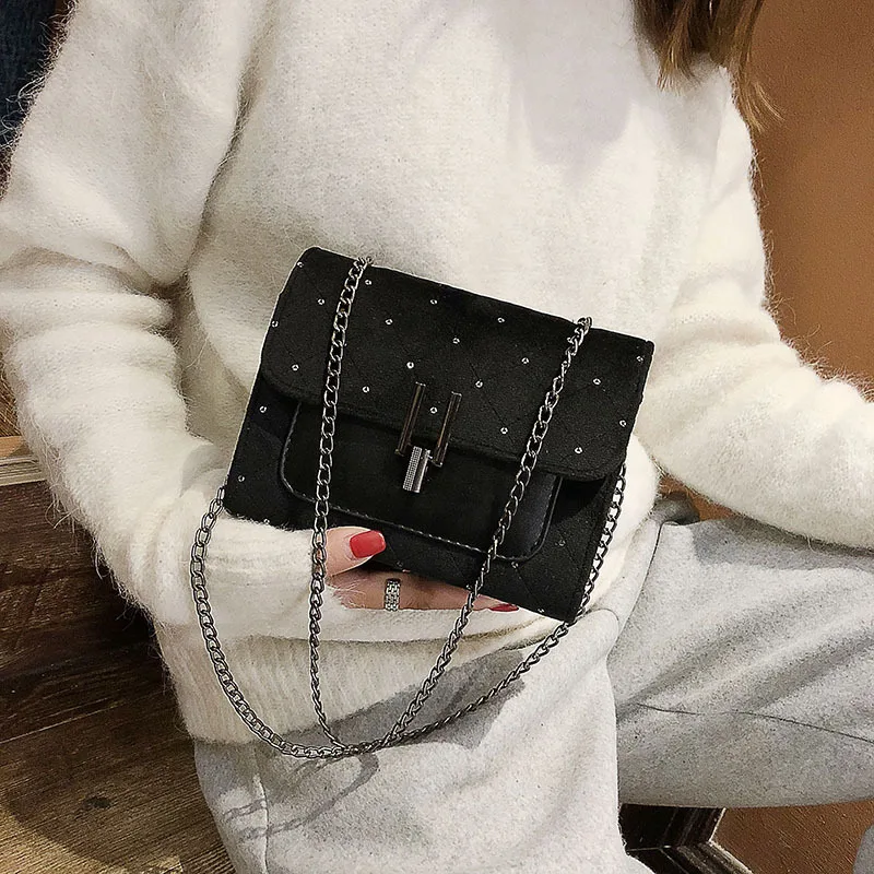 

Fashion Bag Women's 2018 New Style Fashion Rhombus Spiraea Shoulder Bag Korean-style Versatile Shoulder Chain Square Sling Bag