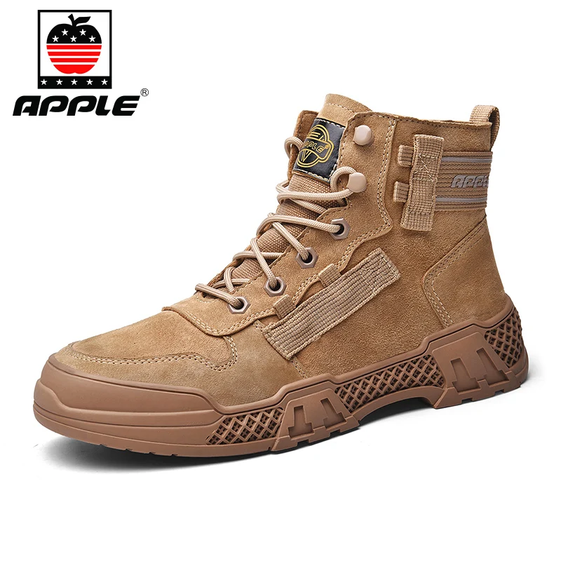

APPLE Brand New Fashion High-top Shoes for Men 2020 Winter Man Leather Boots Luxury Designer Outdoor Platform Rubber boots Male