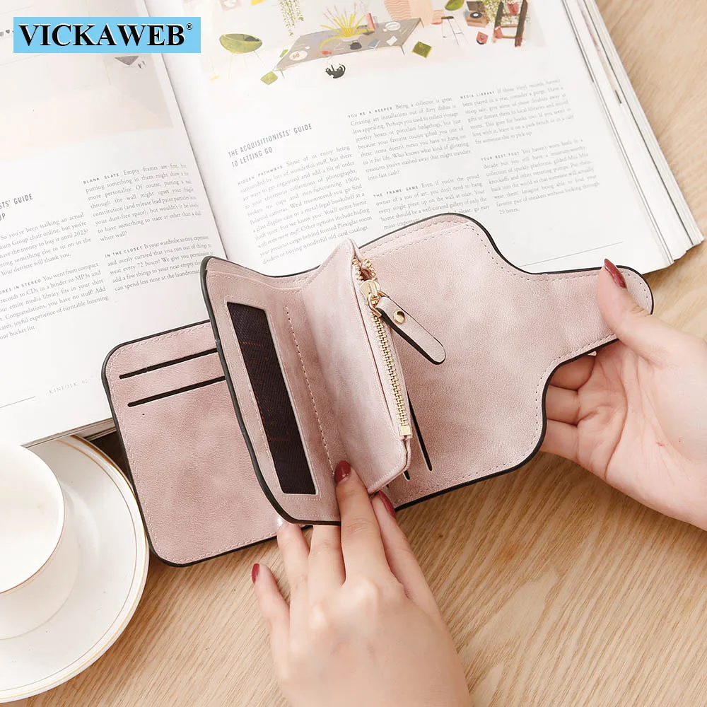 Женский маленький кошелек VICKAWEB модный однотонный бумажник для мелочи дамские