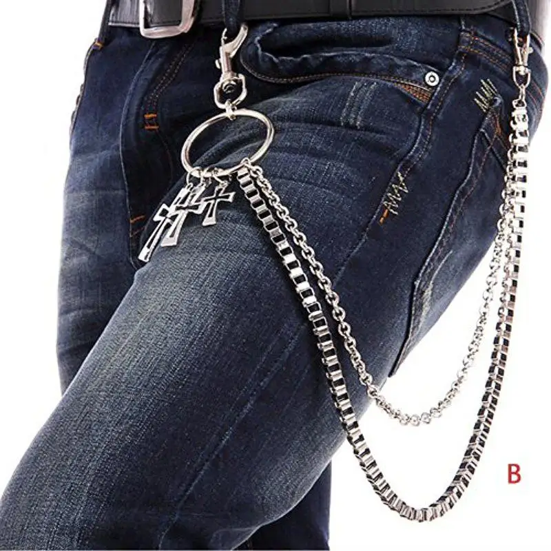 Stylish Hip Hop Punk Pants Trousers Wallet Key Chain Motorcyle Jean Gothic Rock