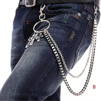 

1Pc Trousers Wallet Key Chain Cross Pendant Pant Jean Gothic Rock Hip Hop Punk KeyChain for Men Womne