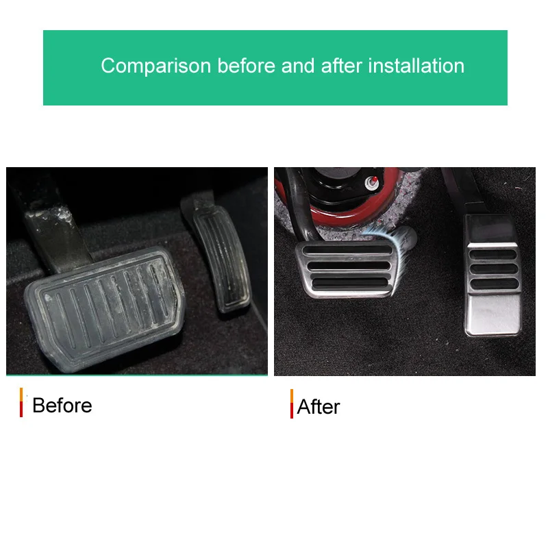 

Car Anti-skid Durable Accelerator Brake and Rest Pedals Modification Decoration Accessories for 15-20 Ford Mustang Accessories