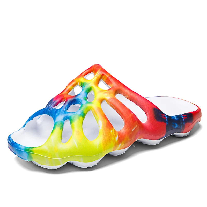 

Мужские Пляжные шлепанцы, тяжелые сандалии в тропическом стиле, комнатная обувь, радужные цвета, лето