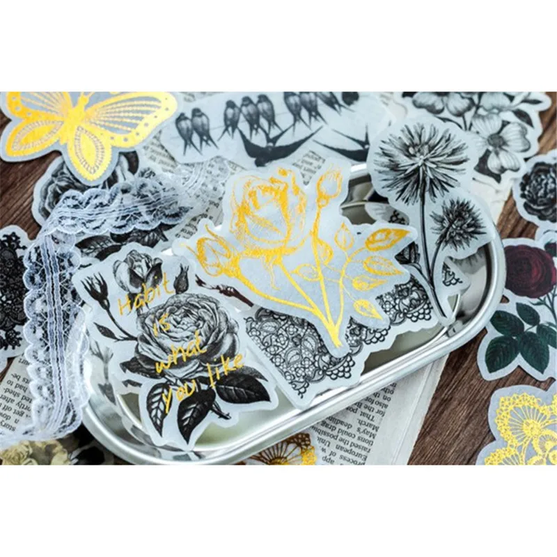 TTLIFE 60 PCS/SET DIY Natural Plant Series Paper Sticker Decoration Diary Scrapbooking Label Sticker Album Decoration Sticker i