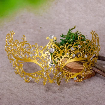 

Wrought Iron Ball Mask Women Girl Party Cosplay Masquerade Dance Bar Sexy Carnival Halloween Sexy Diamond Metal Half Face Mask