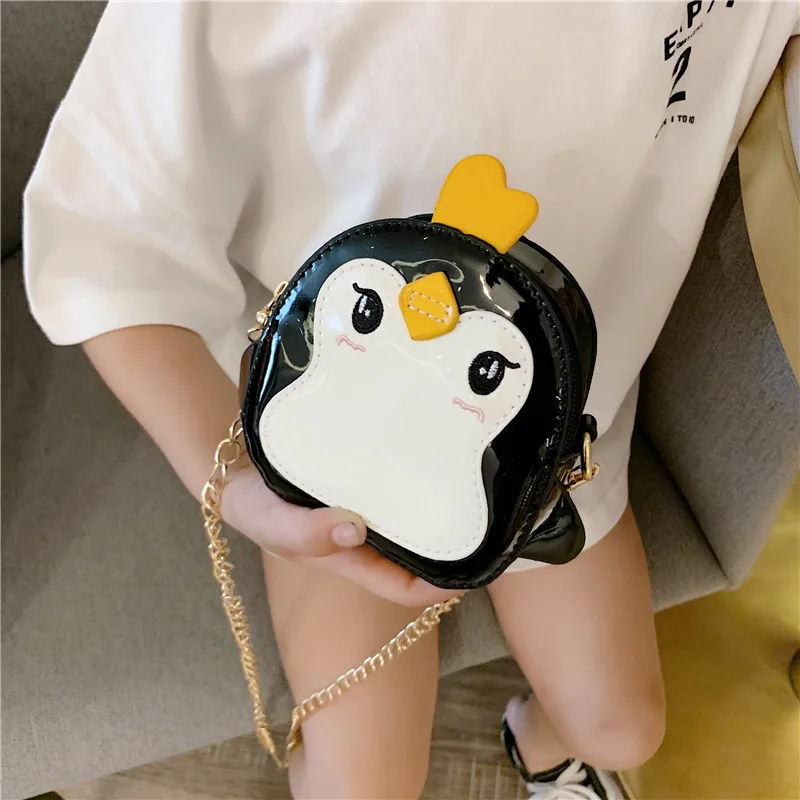 

Fashion Korean Style Bright Surface Patent Leather Little Penguin Children Women's Small CHILDREN'S Mini Shoulder Cross-Purse Ba