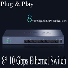 Puertos ópticos SFP +, conmutador Ethernet de escritorio de 8x10000Mbps, 10 Gigabit, conmutador de red Ethernet IEEE 802.3z 802.3ae, 16K, dirección MAC
