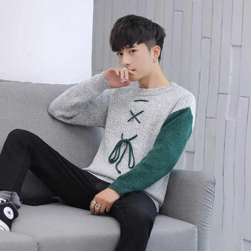 Men Sweater 2019 O-Neck Fashion Mens Thick Sweater Personality Color Men Casual Knitting Thin Sweaters Pullover Clothing