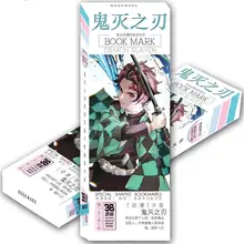 36 шт./компл. демон убийца: Kimetsu без Yaiba аниме Бумага Закладка для книги мультфильм закладки книжные держатели вентиляторы подарочная карта
