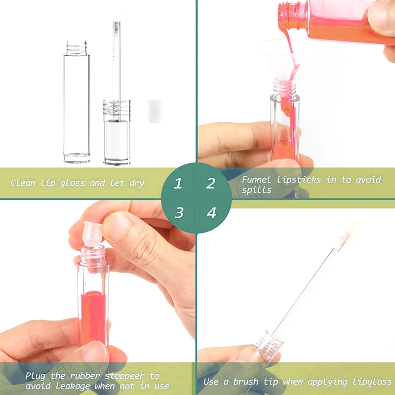 20-50pcs Refillable 5ml Empty Lip Gloss Tube Clear Lip Balm Bottle Eyelash Growth Liquid Cosmetic Containers Lipstick Container