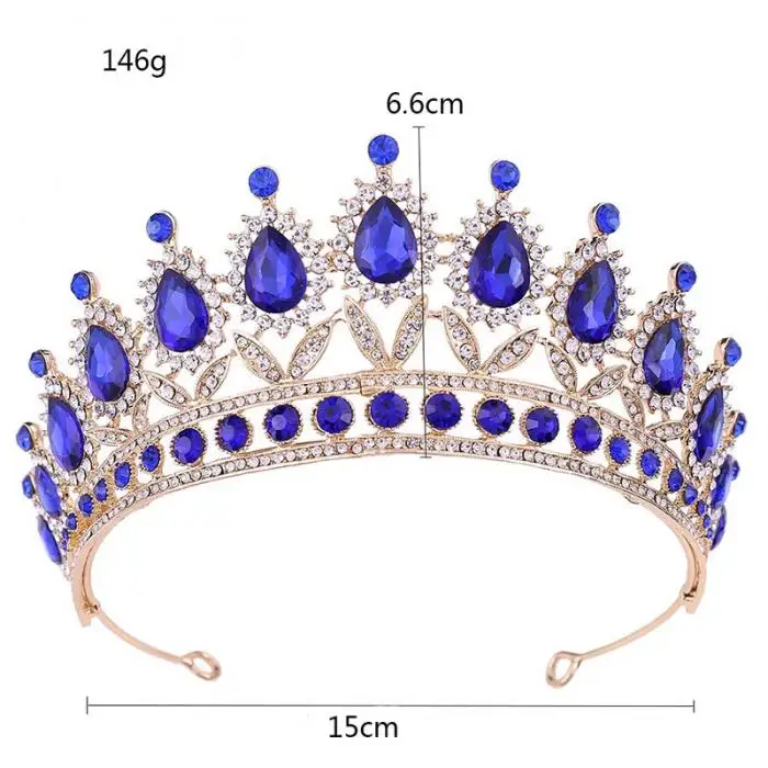 FORSEVEN Vintage Handmade Rhinestone Crown Luxury Headbands Bridal Weeding Tiara Women Party Jewelry Accessories JL