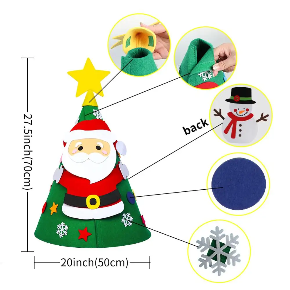 OurWarm 3D DIY войлочная Рождественская елка для малышей рождественские подарки Детские игрушки Снеговик Санта Клаус Висячие украшения Рождественское украшение