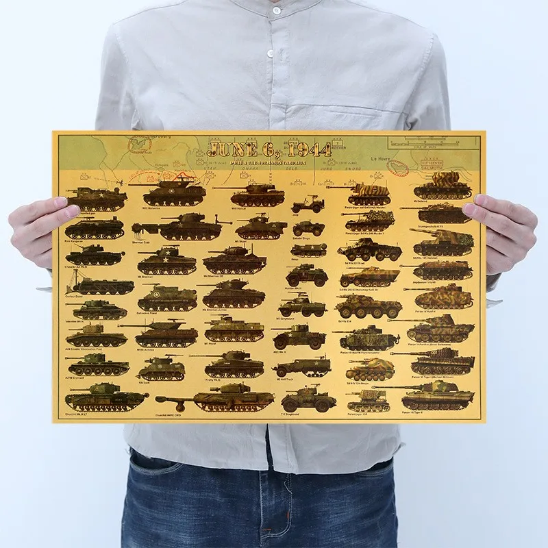 1944 Chariot Collection Kraft Paper Posters Wall Stickers Home Decoration Paintings Household Goods