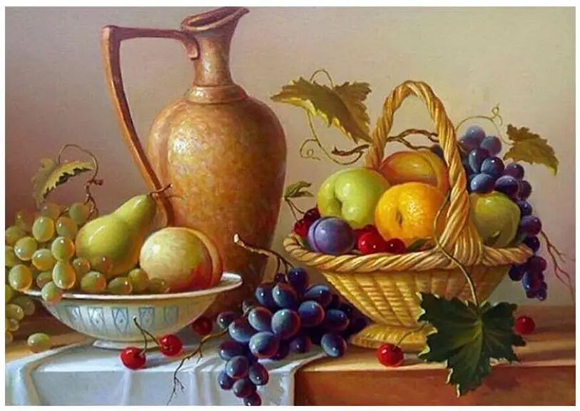 kitchen diamond painting fruits embroidery full 5d dots grapes puzzle picture diy diamant mosaic wall stickers | Дом и сад