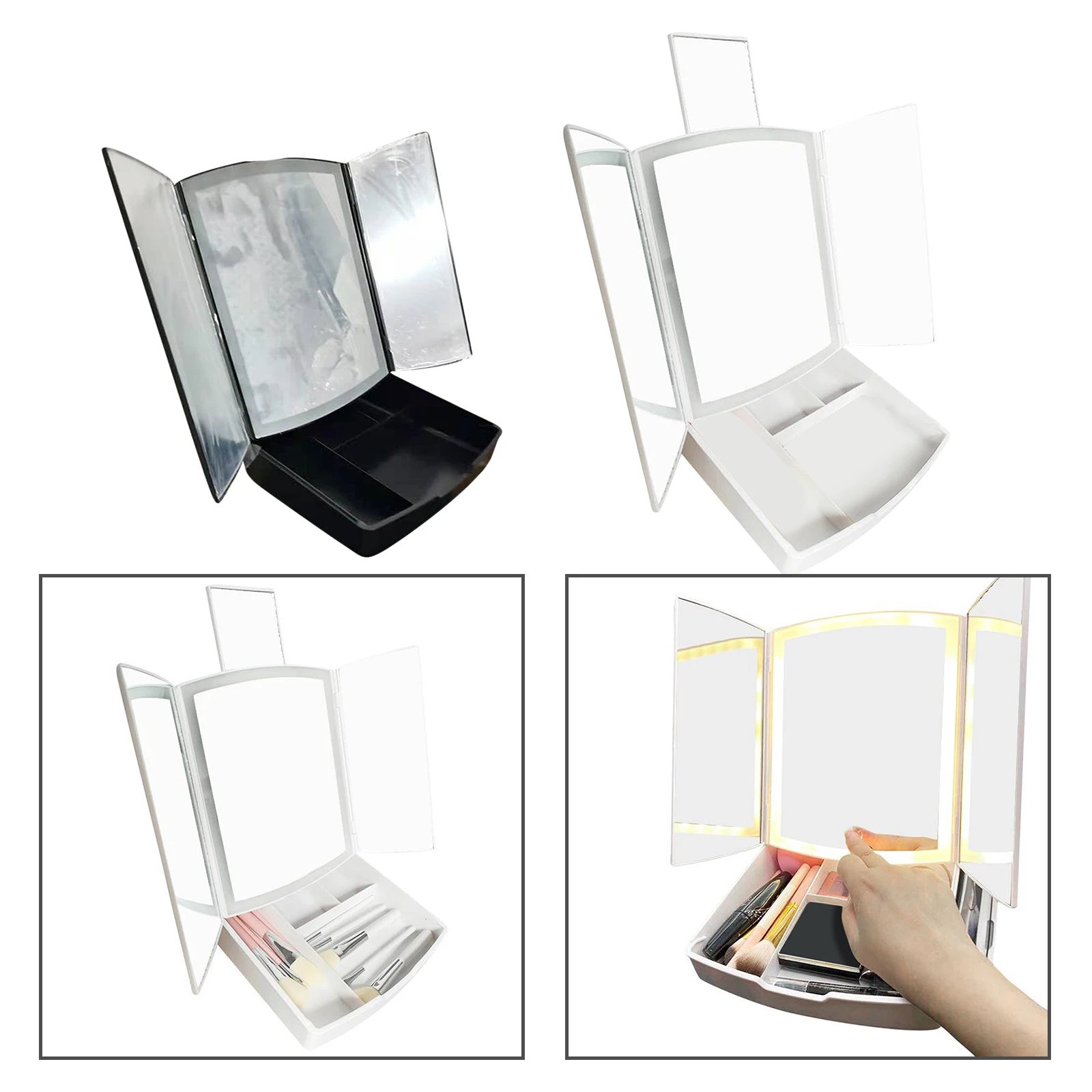 Led Makeup Mirror Touch Screen Mirrors Vanity Mirroir Standing Make up Miroir Magnifying Cosmetics Mirror Light