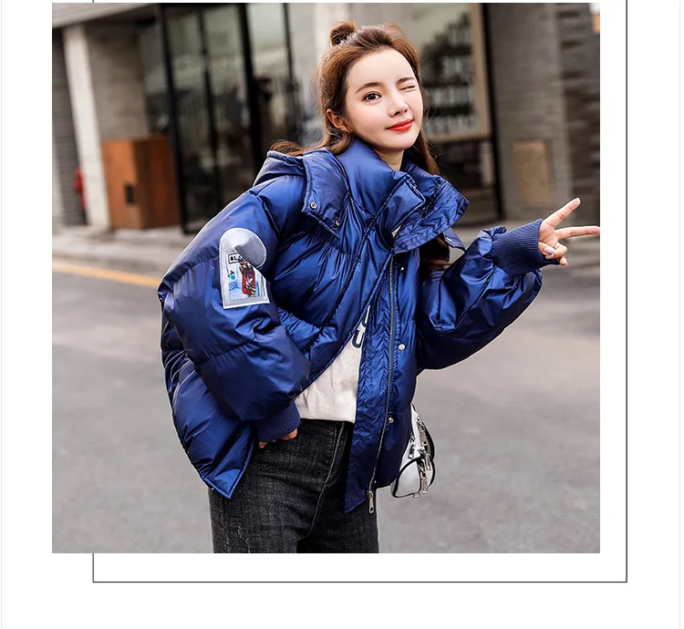 New Winter Coat Women Fashion Hooded Warm Slim Short Down Jacket Female Plus Size Letter Printed Women's Winter Jacket 473