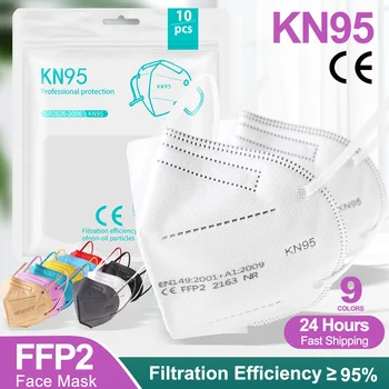 

10-100pcs Black FFP2 mask KN95 Face Mask ffp2mask Reusable 5 Layers Anti-droplets Protective KN95 mouth mascarillas masque