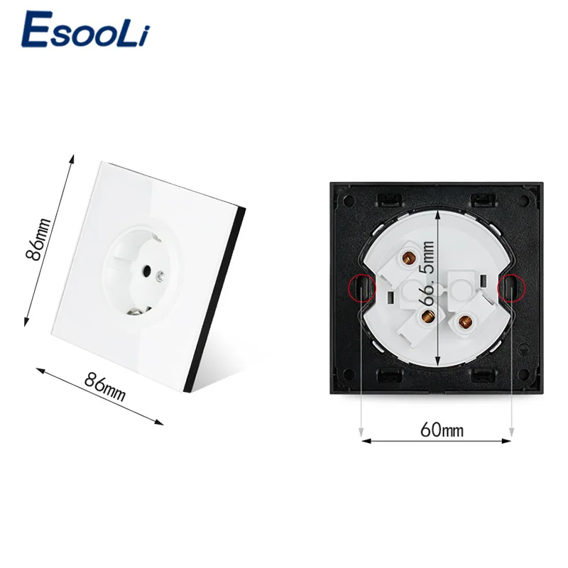 EsooLi Золотое стекло зарядное устройство Панель адаптера 16A стандарт ЕС розетка настенная Хрустальная стеклянная панельная штепсельная розетка