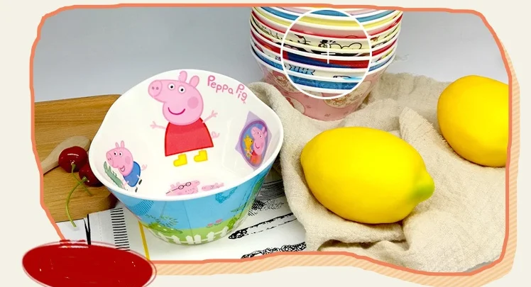 Peppa Pig Children's Tableware Kitchen Restaurant Tools Healthy Material Melamine Bowl Plate Knife Fork Tablewares for Party